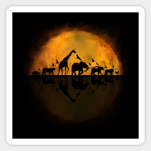 African Sunset - Sun Animals Magnet by Area31Studios